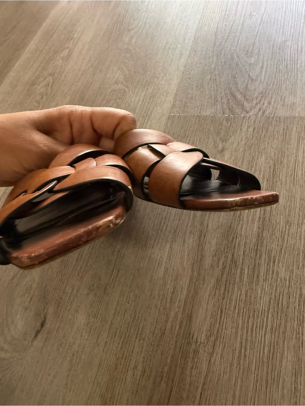 saint laurent tribute brown woven leather mule slide sandasl shoes size 38 - Picture 6 of 10